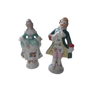 Vintage Made In Japan Hand Painted Porcelain Man And Woman Figurines 6.25"